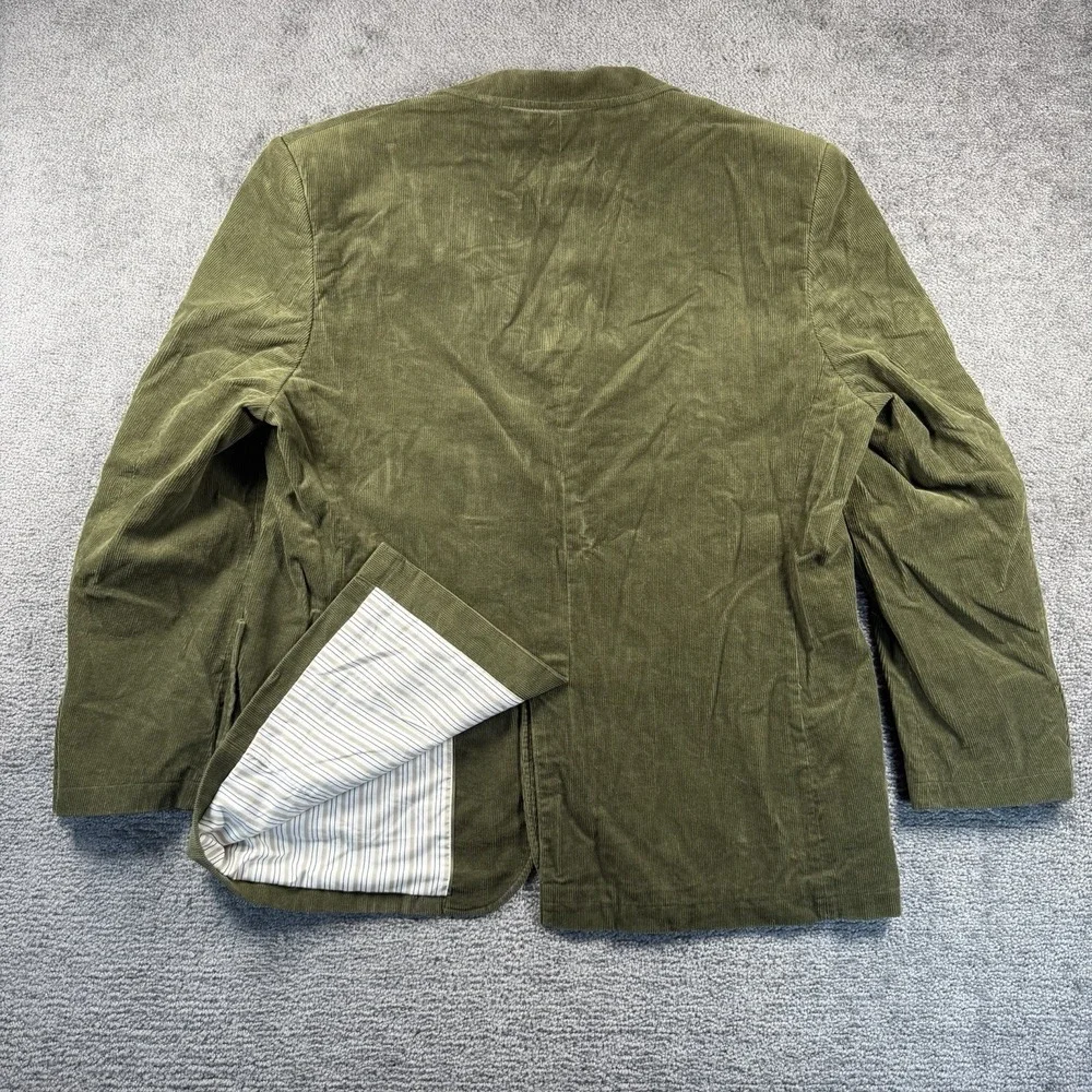 Preswick & Moore Mens Olive Green Corduroy Blazer Sport Coat XL Patch Pockets